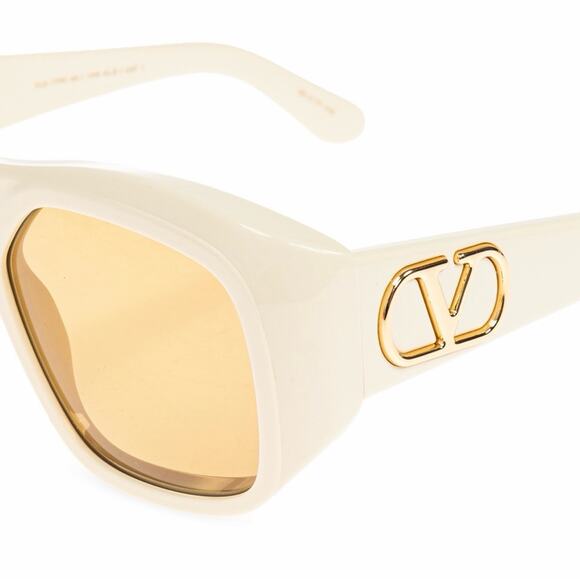New! Valentino VLS 179C, Cream Sunglasses with Yellow Lenses, Authentic main image 4